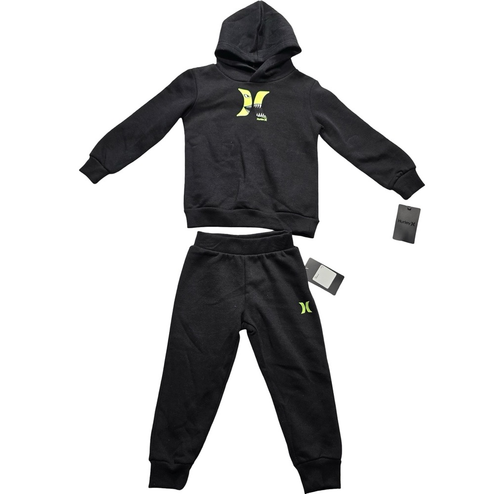 Hurley Hoodie Jogger Set Black‎ Neon Logo 3T Streetwear